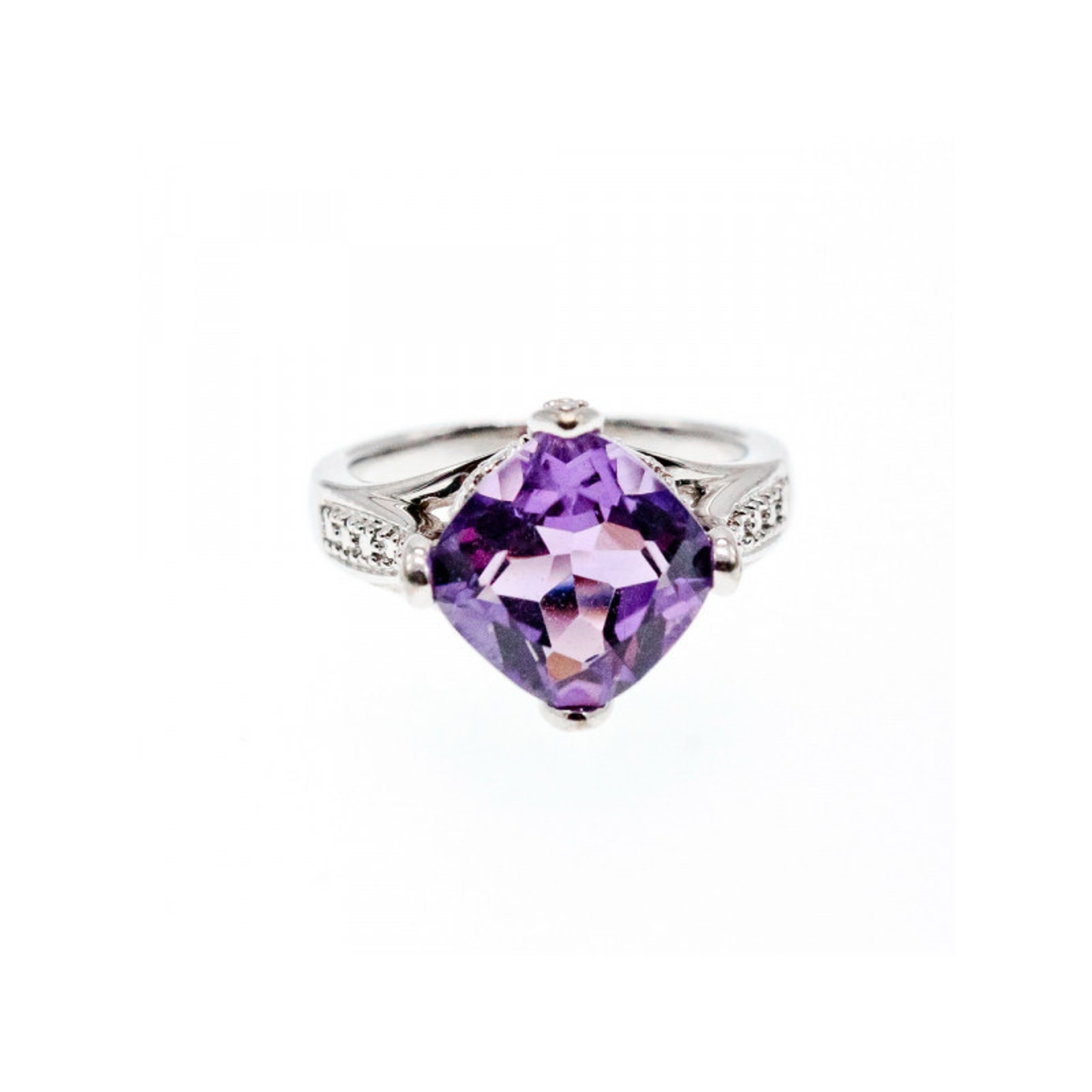 925 Sterling Silver Tourmaline & Cz Ring Size 6.75